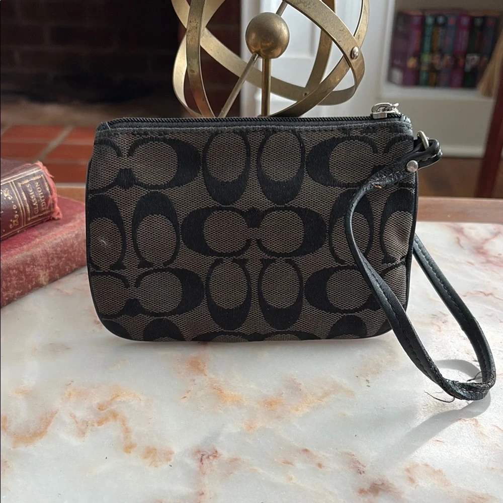 Black Monogram Canvas Coach Wristlet